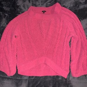 Express pink puffy sleeve sweater